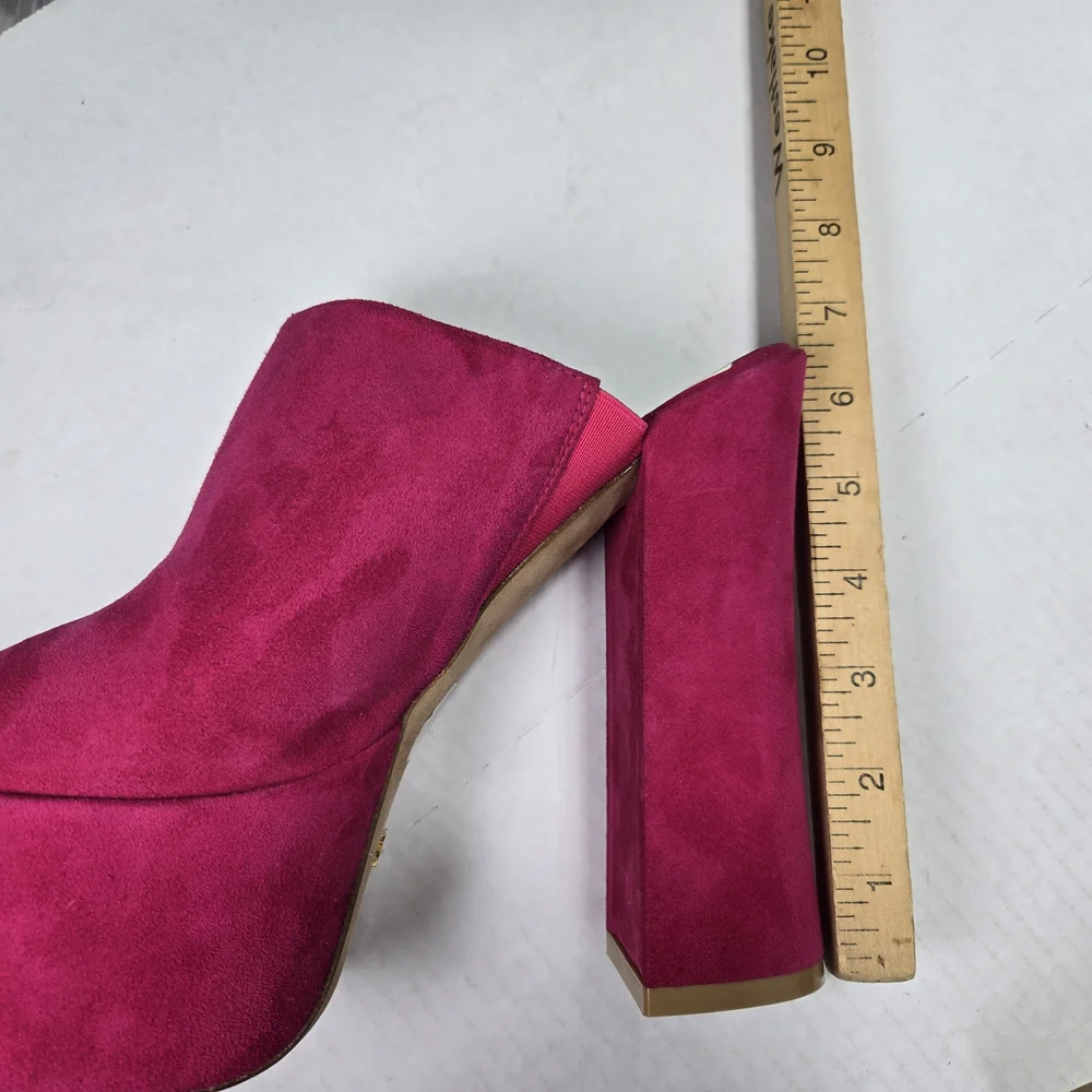 Stuart Weitzman Skyhigh 145mm Azalea Fuchsia Slide Platform Mules Size 10M - Picture 8 of 10